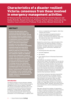Characteristics of a disaster resilient Victoria: consensus from those involved in emergency management activities