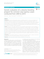 Genetic evaluation of a selective breeding program for common carp Cyprinus carpio conducted from 2004 to 2014