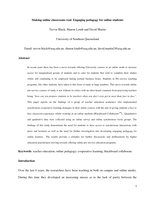 Making online classrooms real: Engaging pedagogy for online students