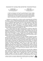 Assessment for Learning Tasks and the Peer Assessment Process