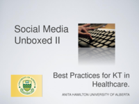 Social Media Unboxed II: Best practices for KT in Healthcare