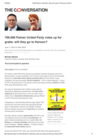 700,000 Palmer United Party votes up for grabs: will they go to Hanson?