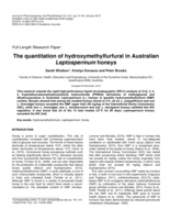 The quantitation of hydroxymethylfurfural in Australian Leptospermum honeys