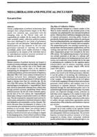 Neo-liberalism and Political Inclusion