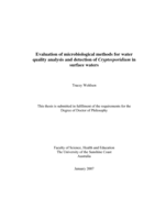 Evaluation of microbiological methods for water quality analysis and detection of Cryptosporidium in surface waters