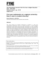 First year mathematics at a regional university: Does it cater to student diversity?