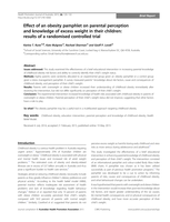 Effect of an obesity pamphlet on parental perception and knowledge of excess weight in their children: result of a randomised controlled trial