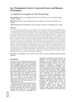 Key Management Factors, Contextual Factors and Business Performance: An Empirical Investigation of Their Relationship