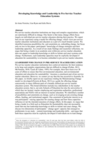 Developing Knowledge and Leadership in Pre-Service Teacher Education Systems