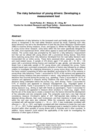 The risky behaviour of young drivers : developing a measurement tool