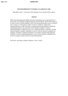Internationalising the Curriculum: An exploratory study
