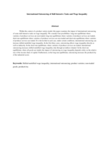 International Outsourcing of Skill Intensive Tasks and Wage Inequality Economic Modelling