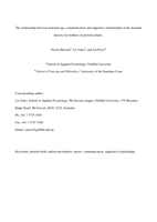 The relationship between maternal age, communication and supportive relationships in the neonatal nursery for mothers of preterm infants