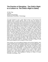 The Practice of Discipline: The Child's Right to a Culture vs. The Child's Right to Safety