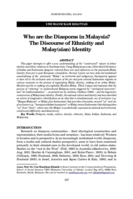 Who are the Diasporas in Malaysia? The Discourse of Ethnicity and Malay(sian) Identity