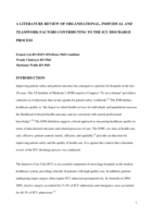 A literature review of organisational, individual and teamwork factors contributing to the ICU discharge process