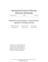 Solution Focused Teaching: A Transformative Approach to Teaching Nursing