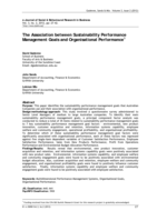 The Association between Sustainability Performance Management Goals and Organisational Performance