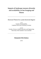 Impacts of landscape resource diversity and availability on bee foraging and fitness