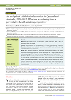An analysis of child deaths by suicide in Queensland Australia, 2004-2012. What are we missing from a preventative health services perspective?