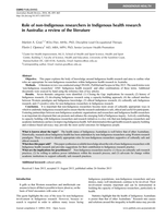 Role of non-Indigenous researchers in Indigenous health research in Australia: a review of the literature
