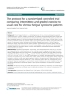 The protocol for a randomised controlled trial comparing intermittent and graded exercise to usual care for chronic fatigue syndrome patients