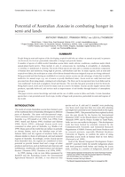 Potential of Australian Acacias in combating hunger in semi-arid lands