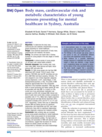 Body mass, cardiovascular risk and metabolic characteristics of young persons presenting for mental healthcare in Sydney, Australia