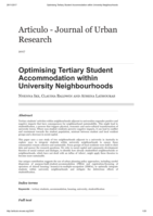 Optimising Tertiary Student Accommodation within University Neighbourhoods