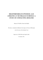 High performance school-age athletes at Australian schools: A study of conflicting demands