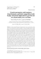 Genetic parameters and responses of performance and body composition traits in pigs selected for high and low growth rate on a fixed ration over a set time