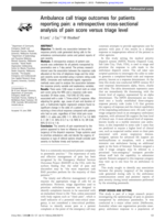 Ambulance call triage outcomes for patients reporting pain: a retrospective cross-sectional analysis of pain score versus triage level