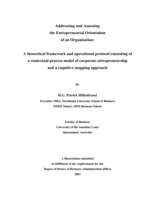 Addressing and Assessing the Entrepreneurial Orientation of an Organisation: A theoretical framework and operational protocol consisting of a contextual process model of corporate entrepreneurship and a cognitive mapping approach