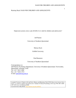 Depression anxiety stress scale: is it valid for children and adolescents?