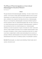 The Efficacy of Phenomenography as a Cross-Cultural Methodology for Educational Research