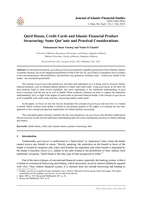Qard Hasan, Credit Cards and Islamic Financial Product Structuring: Some Qur'anic and Practical Considerations