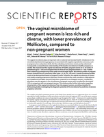 The vaginal microbiome of pregnant women is less rich and diverse, with lower prevalence of Mollicutes, compared to non-pregnant women
