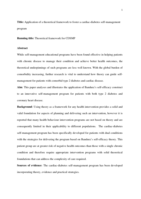 Application of a theoretical framework to foster a cardiac-diabetes self-management programme