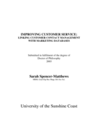 Improving customer service : linking customer contact management with marketing databases