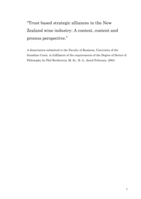 Trust based strategic alliances in the New Zealand wine industry: a context, content and process perspective