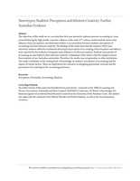 Stereotypes, Students’ Perceptions and Inherent Creativity: Further Australian Evidence