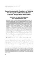 Socio-Demographic Variations in Walking for Transport and for Recreation or Exercise Among Adult Australians
