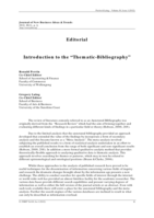 Editorial: Introduction to the “Thematic-Bibliography”