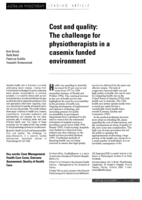 Cost and quality: The challenge for physiotherapists in a casemix funded environment