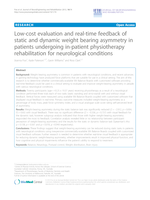 Low-cost evaluation and real-time feedback of static and dynamic weight bearing asymmetry in patients undergoing in-patient physiotherapy rehabilitation for neurological conditions