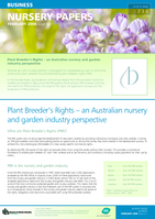 Plant Breeder's Rights: an Australian nursery and garden industry perspective. Nursery Paper, Issue 1