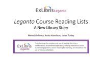 Leganto Course Reading Lists – a New Library Story