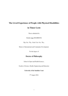 The Lived Experience of People with Physical Disabilities in Timor Leste