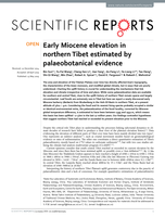 Early Miocene elevation in northern Tibet estimated by palaeobotanical evidence