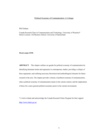 Political economy of communication: A critique